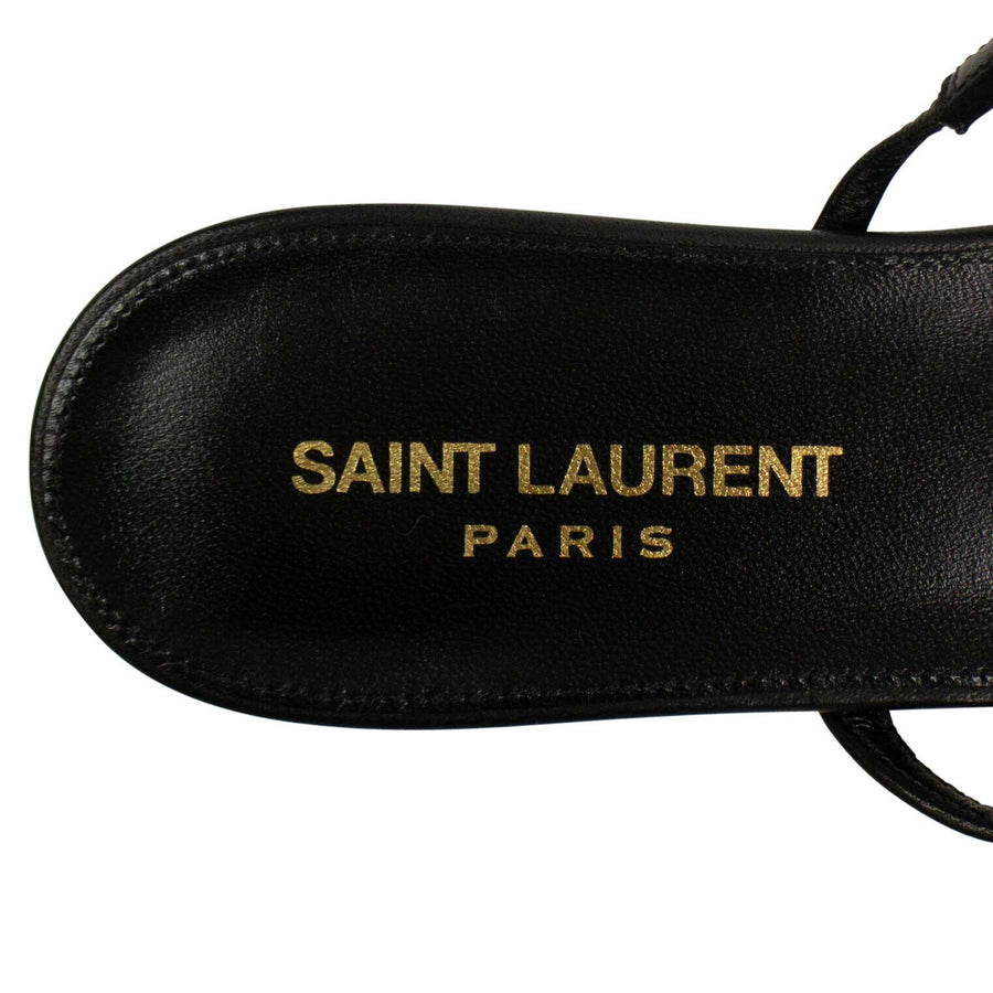 Cassandra Leather Open Toe Logo Sandals - Black / Gold