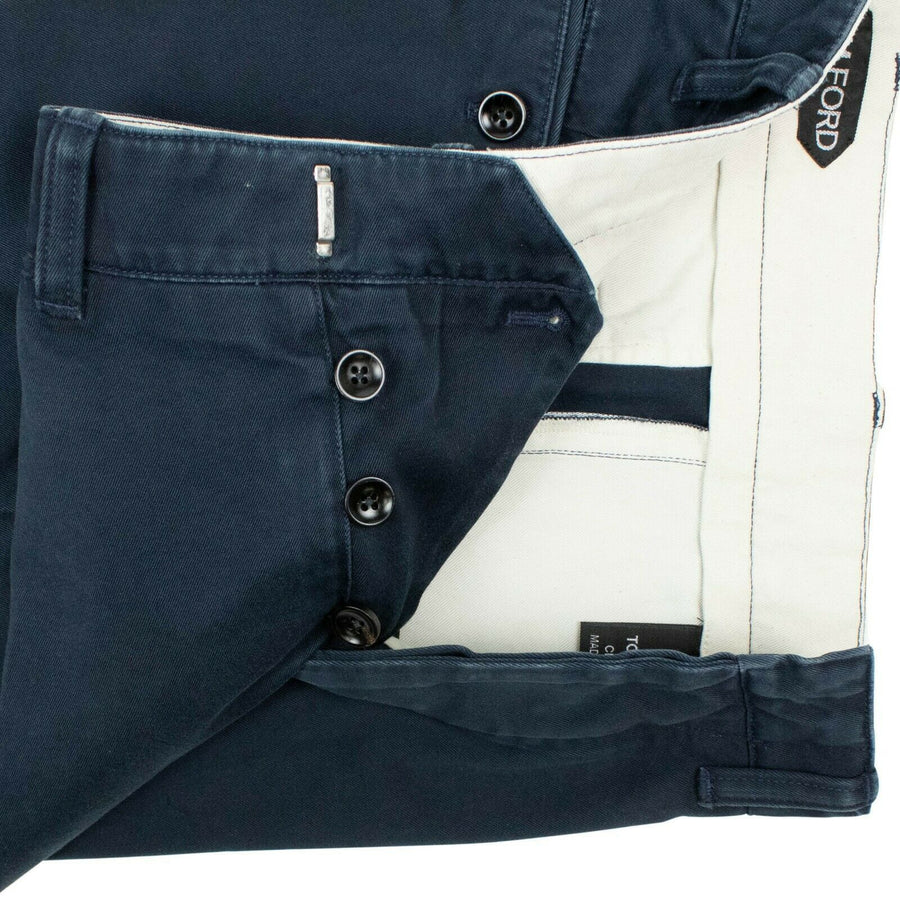 Cotton Classic Fit Pants - Navy Blue