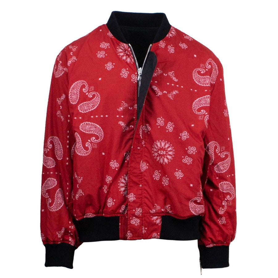 Reversible Paisley Bomber Jacket - Black / Red