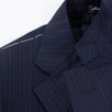 Drop 4 Thick Striped Wool Two Button Suit - Navy Blue / Purple
