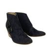 Distressed Calf Skin Leather Boots - Blue