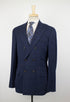 Wool Blend Windowpane Check Double Breasted Sport Coat - Blue
