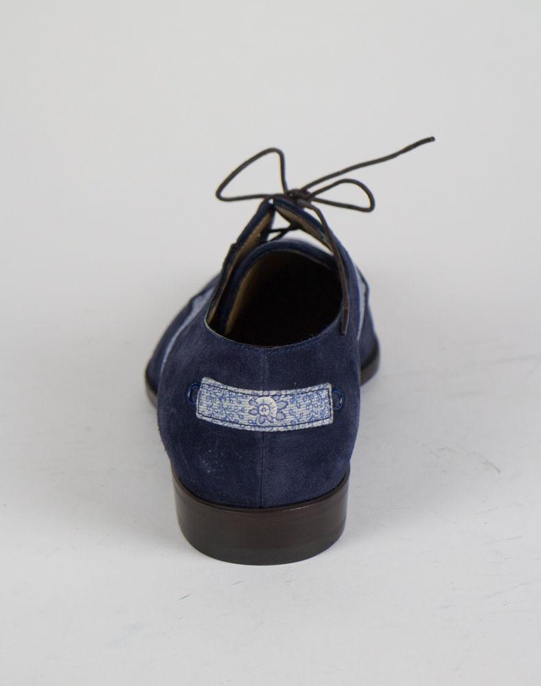 Suede & Canvas Apron Toe Oxfords - Blue