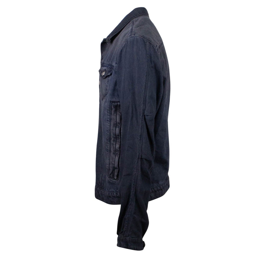 Contrast Sleeve Button Down Denim Jacket - Gray / Blue