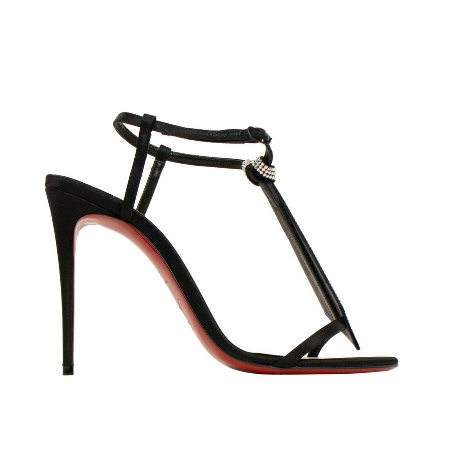 T Cab Satin Strass Sandal Pumps - Black