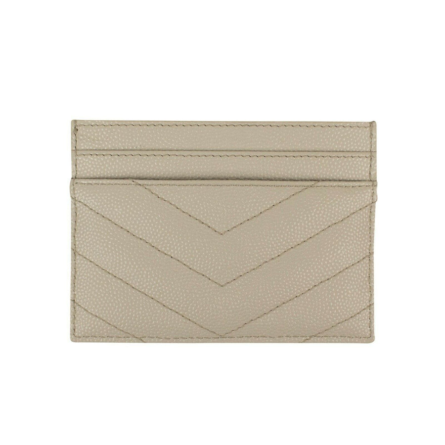 YSL Grain De Poudre Embossed Card Case - Icy White