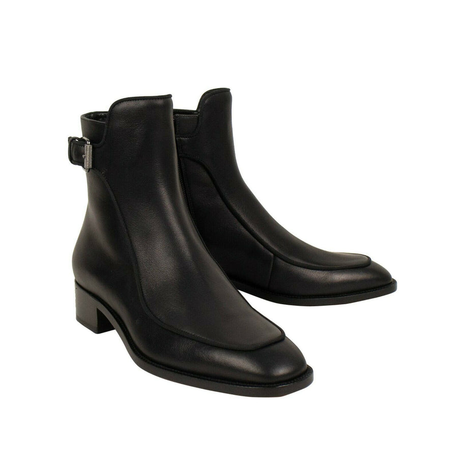 'Ecritoir' Leather Ankle Booties - Black