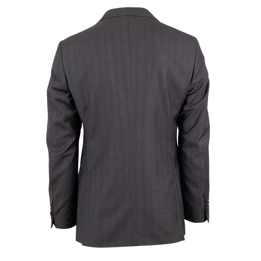 Drop 8 Striped Wool Two Button Suit - Charcoal Grey