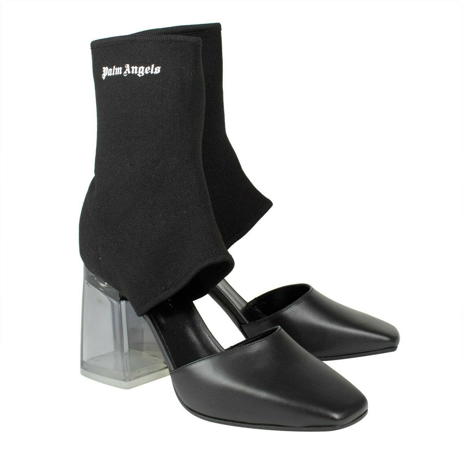 Sock Cutout Plexi Heel Ankle Boots - Black