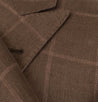 Windowpane Wool Blend Double Breasted Suit - Brown