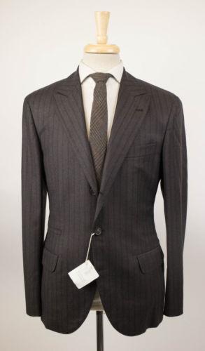 Subtle Stripe Wool 3/2 Button Suit - Brown