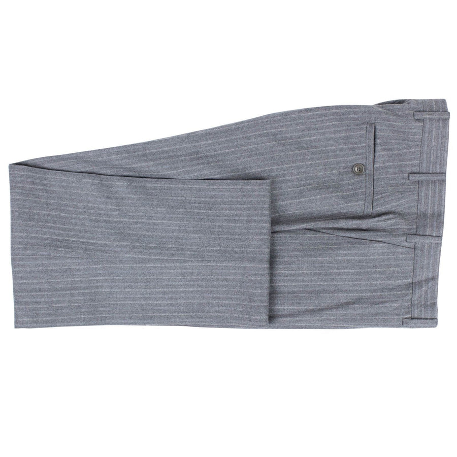 Striped Wool Two Button Suit - Grey