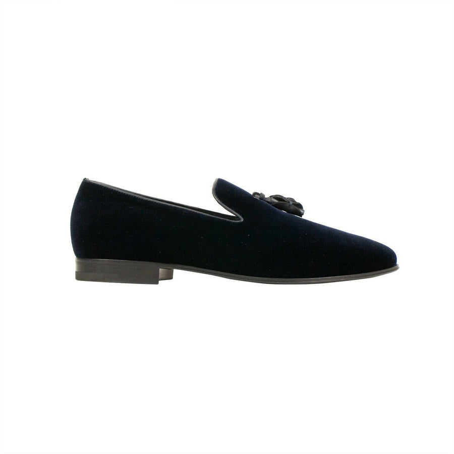 'Pietro' Velvet Loafers - Navy