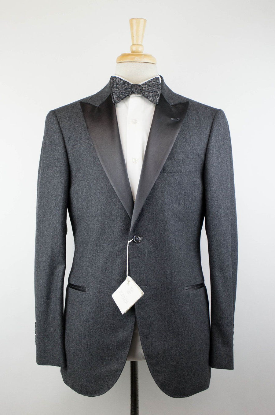 Wool Satin Peak Lapels Tuxedo - Gray