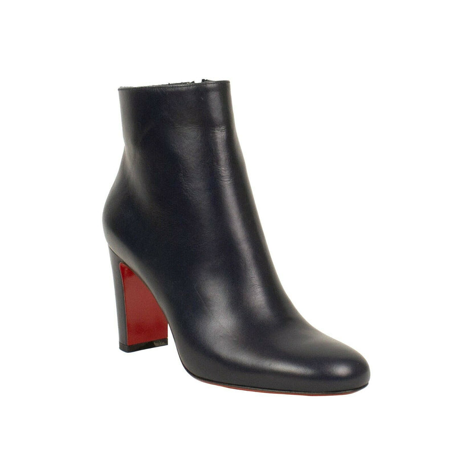 'Adox' 85mm Leather Boots Heels - Blue