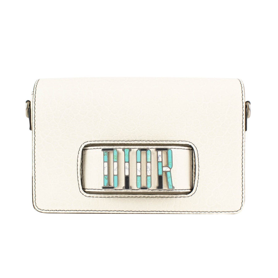 Pebbled Leather Dio(r)evolution Hand Bag - White