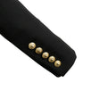 Wool Double Breasted Gold Button Blazer - Black