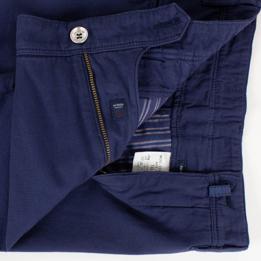 Blue Cotton Blend Pants