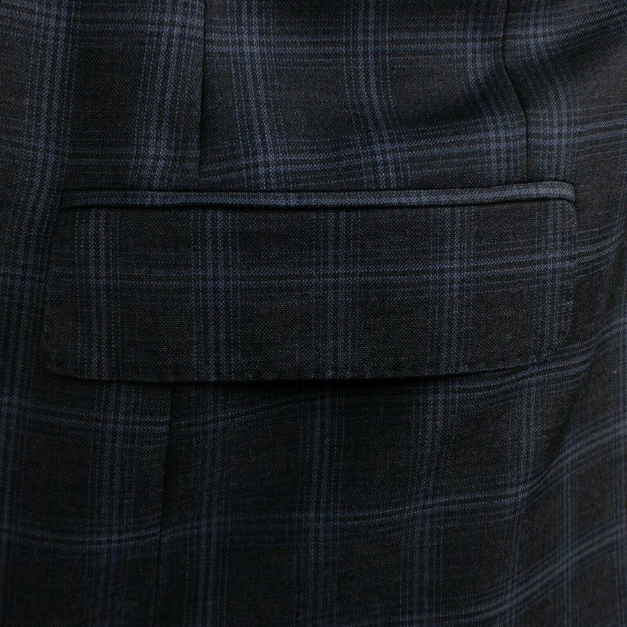 Drop 6 Plaid 3 Roll 2 Button Wool Sport Coat - Gray / Blue