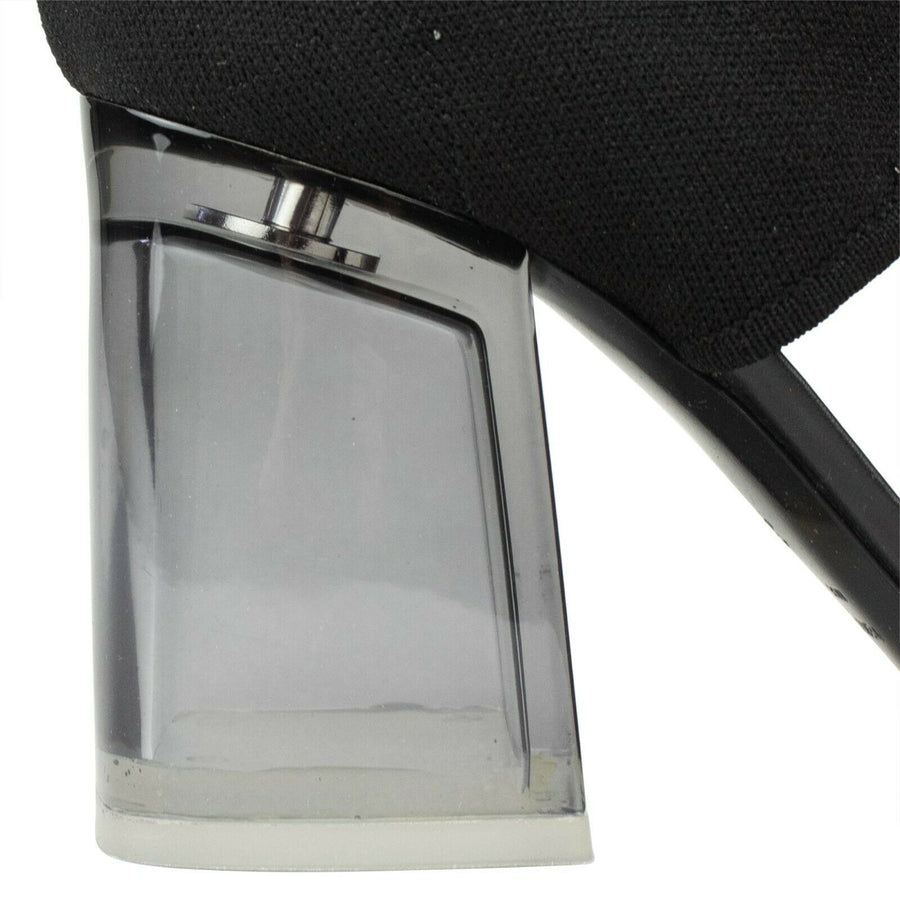 Sock Cutout Plexi Heel Ankle Boots - Black