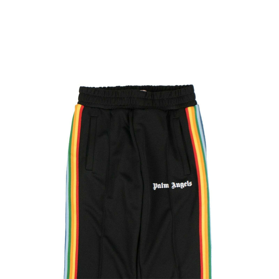 Polyester Rainbow Striped Track Pants - Black