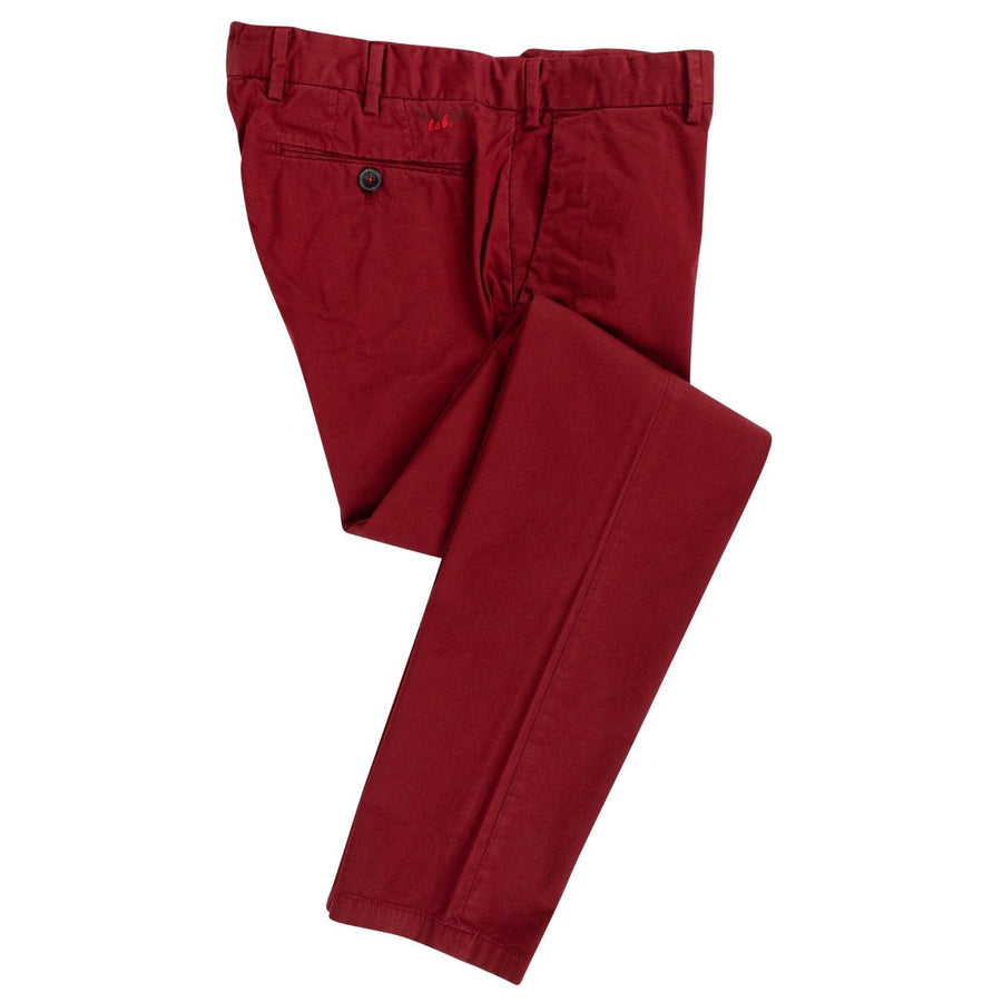 Red Cotton Blend Pants