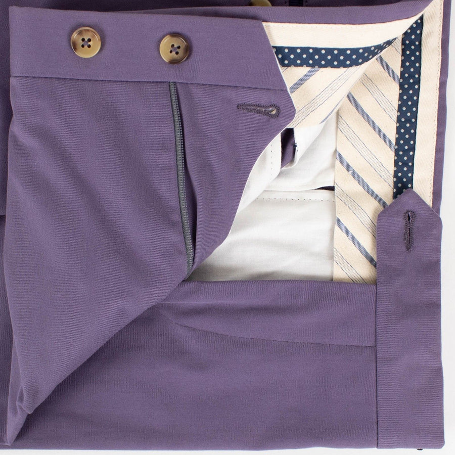 Purple Cotton Blend Dress Pants