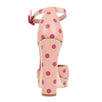 Leather Polka Dot Ankle Strap Pumps - Pink