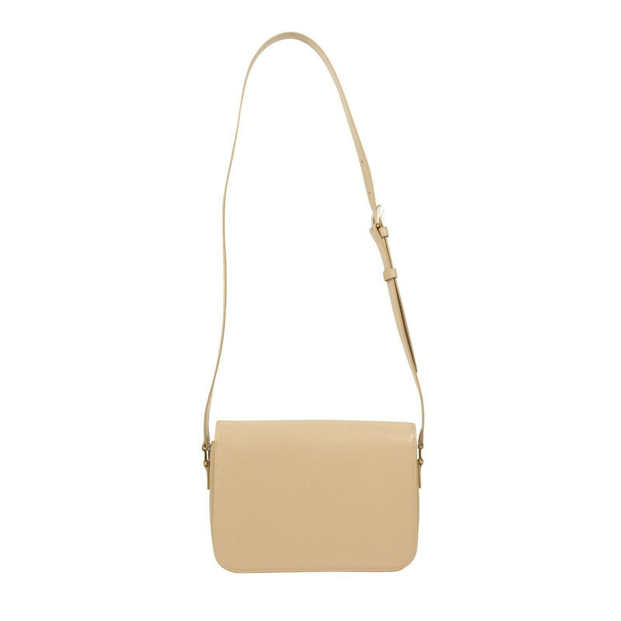 Shiny Calfskin Leather Medium Triomphe Cross Body Bag - Nude