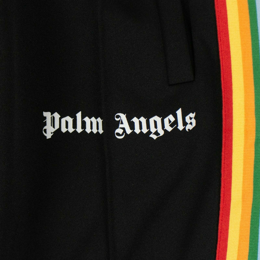 Polyester Rainbow Striped Track Pants - Black