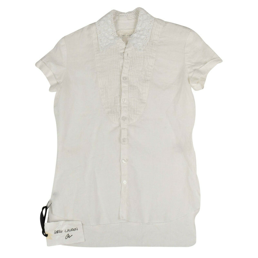 Linen Short Sleeve Tux Studio Shirt - White
