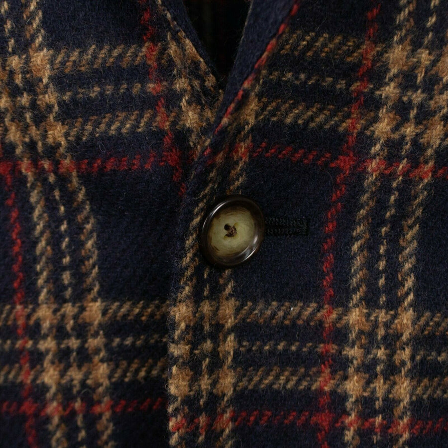 Drop 7 Plaid 3 Roll 2 Button Wool Sport Coat - Navy Blue