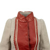 Lamb Fur With Lambskin Leather Detail Coat - Off White / Red