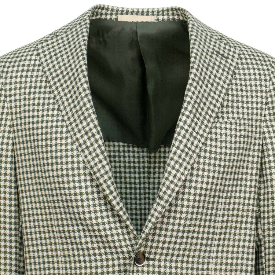 Drop 7 Check Wool Blend 3 Roll 2 Button Sport Coat - Green