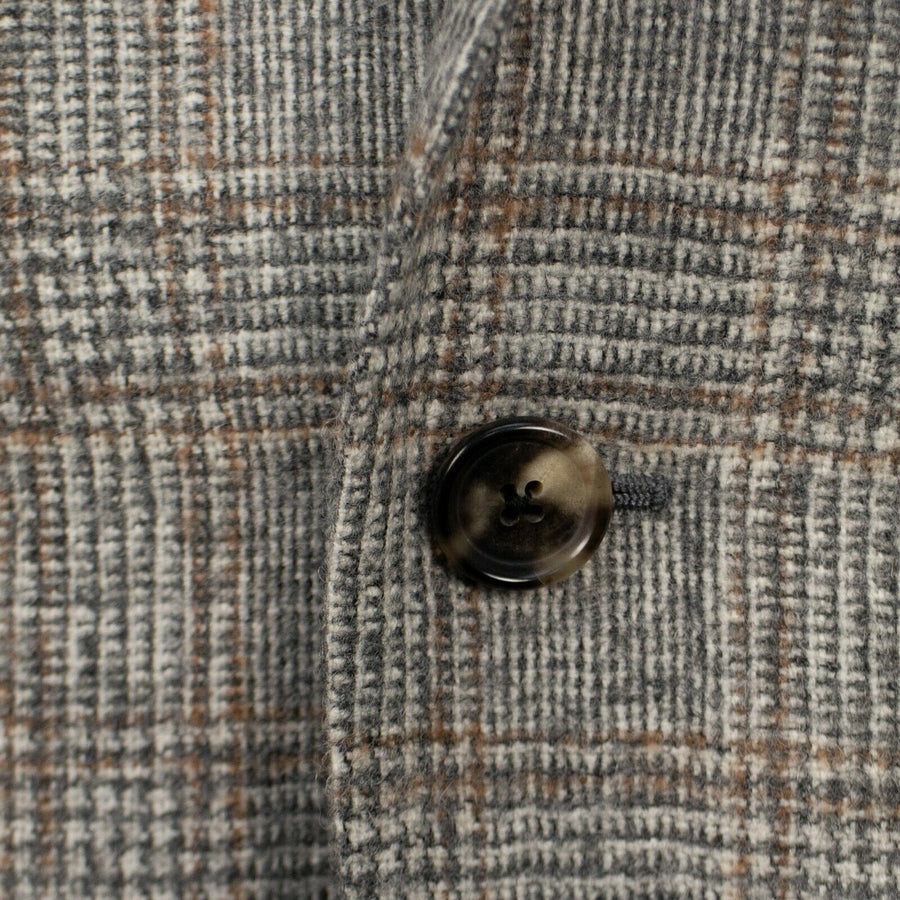 Drop 6 Plaid 3 Roll 2 Button Wool Blend Sport Coat - Brown / Gray