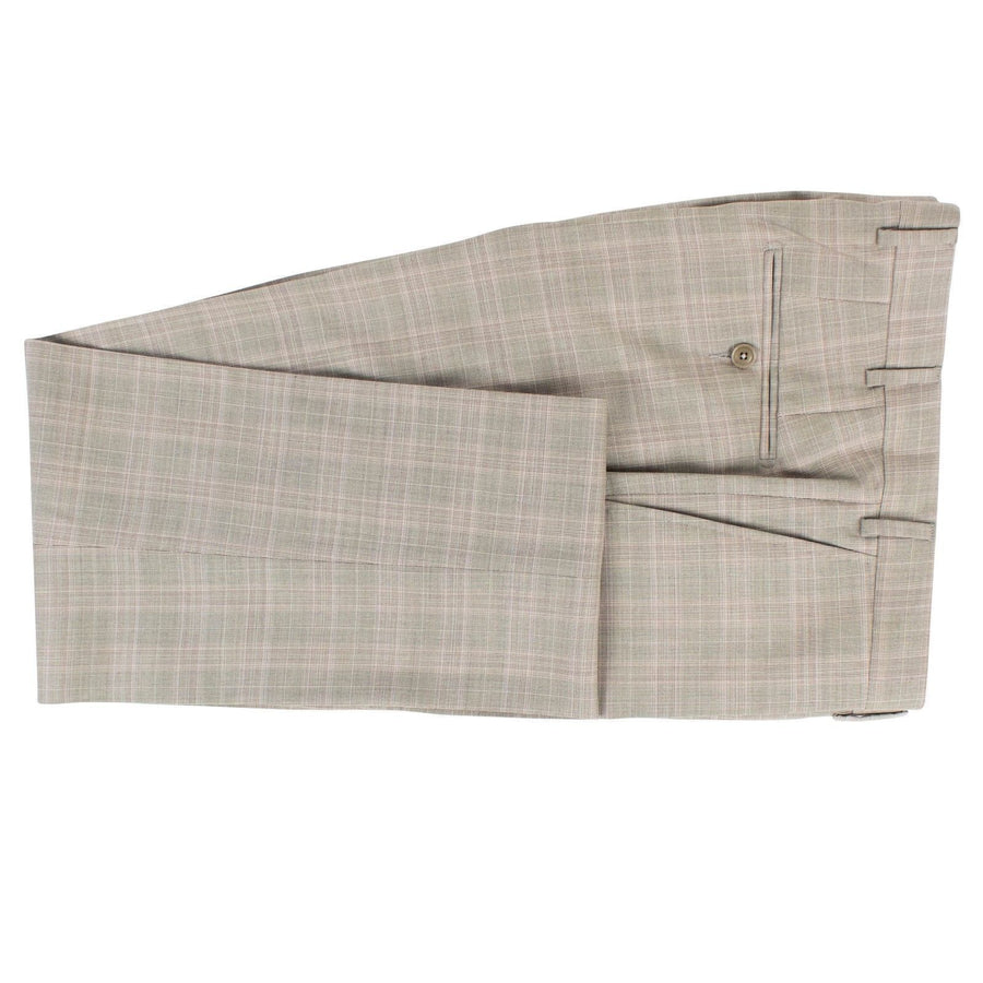 Drop 7 Plaid Two Button Suit - Beige