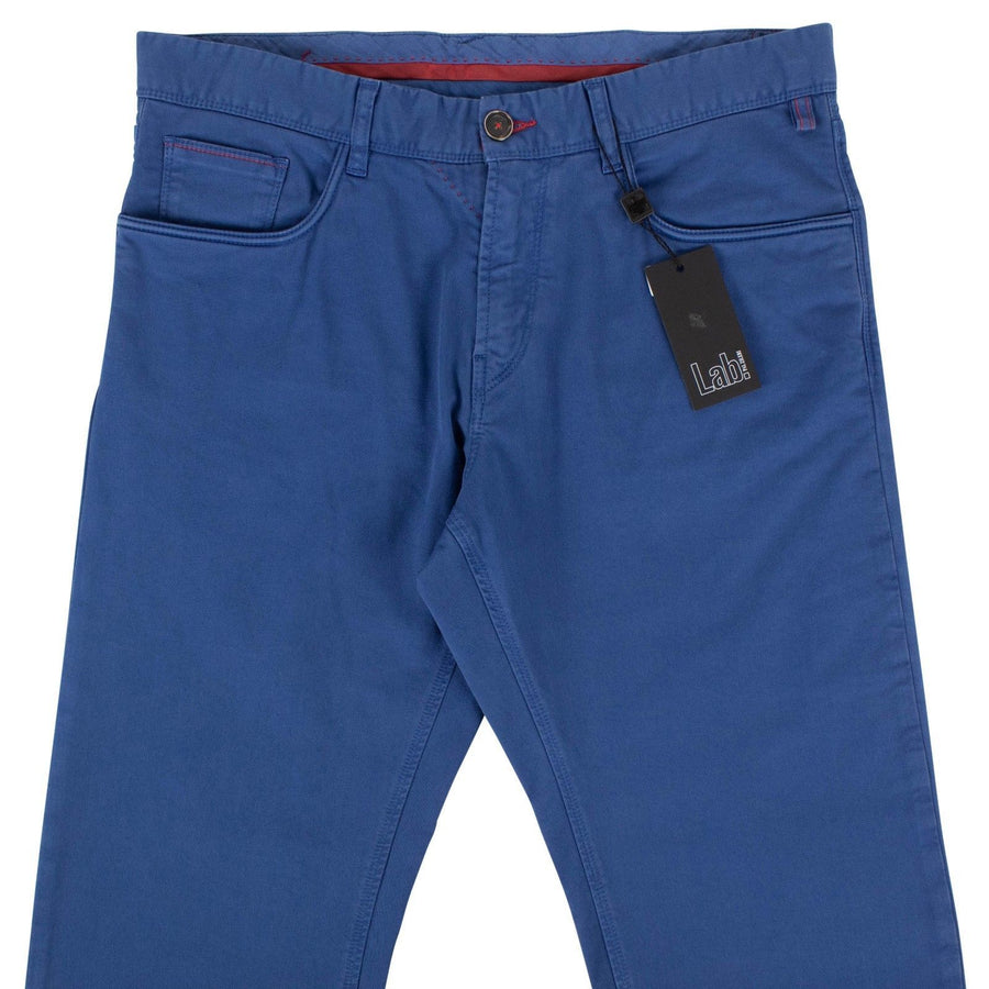 Blue Cotton Blend Pants