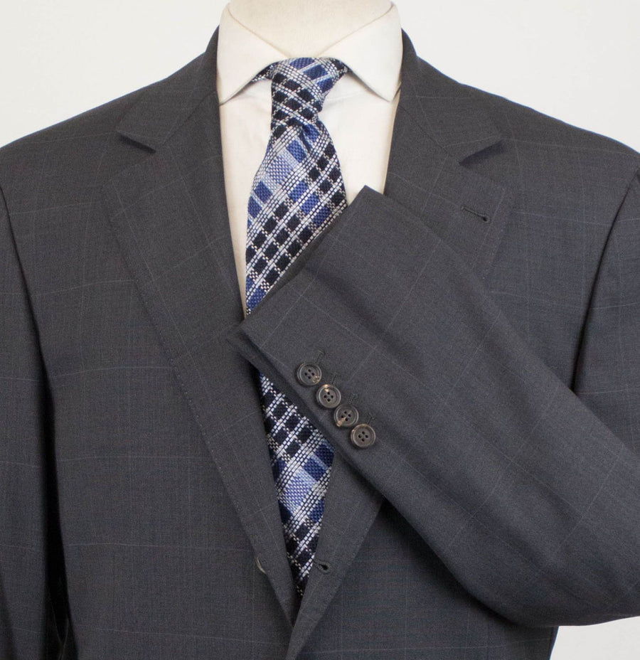 Windowpane Wool 3/2 Button Sport Coat - Gray