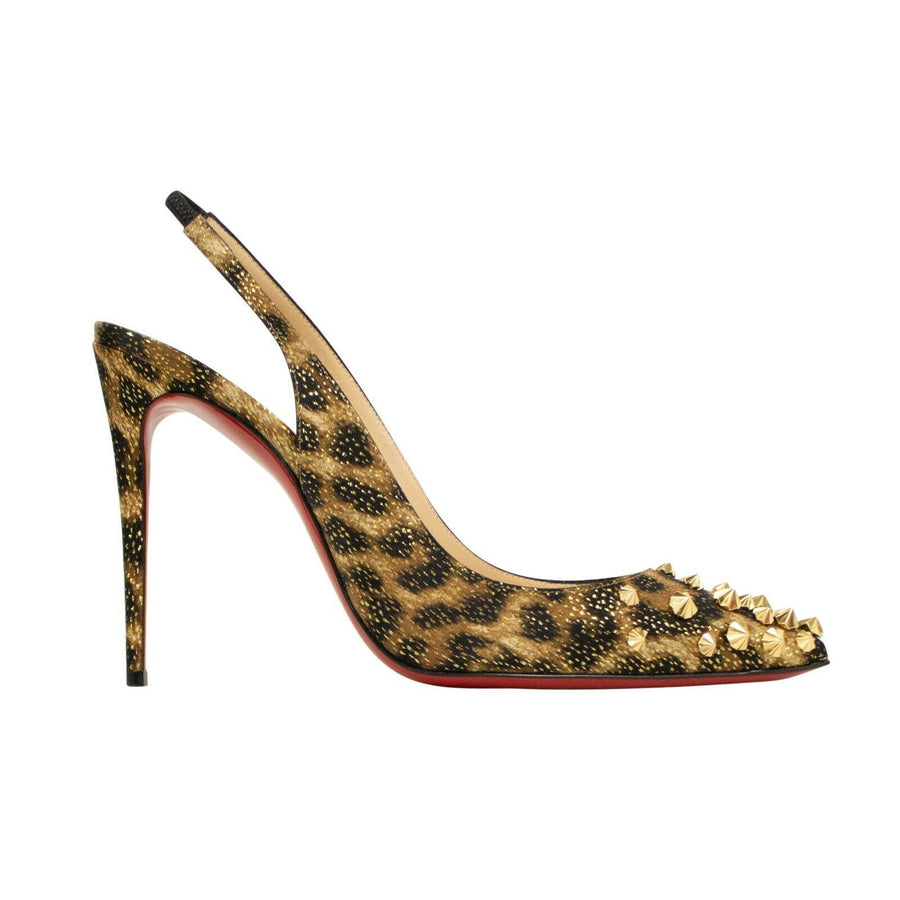 Drama Lurex Studded 100mm Slingback Pumps - Brown