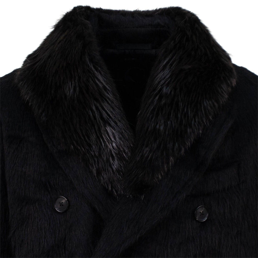 Caruso Alpaca And Mink Double Breasted Coat - Black