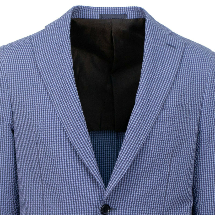 Drop 7 Check Cotton 2 Button Sport Coat - Blue