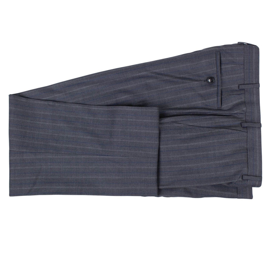 Multi Striped Wool Double- Breasted Suit - Blue