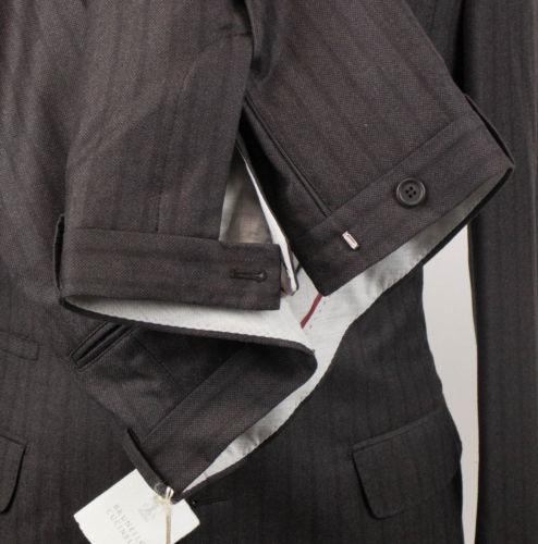 Subtle Stripe Wool 3/2 Button Suit - Brown