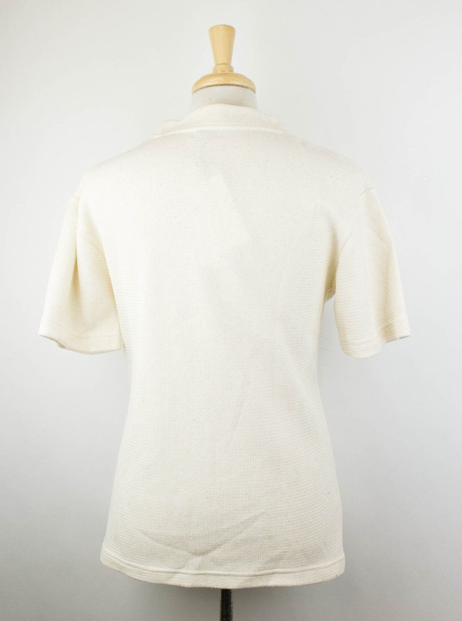 Cotton Blend Raschel Knit Oversized T-Shirt - Cream