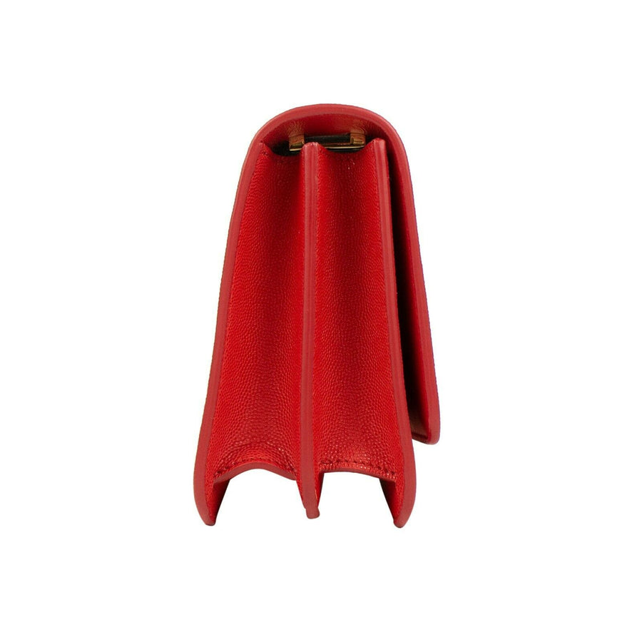 Grainy Leather 'TB' Monogram Shoulder Bag - Red
