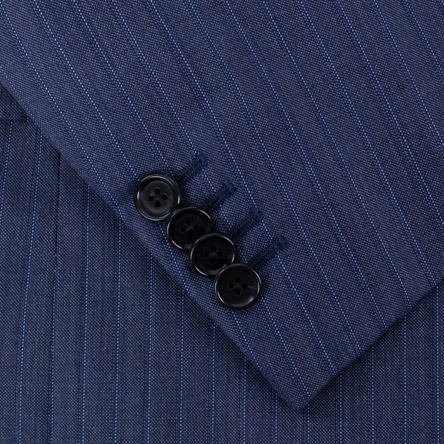 Drop 7 Wool Three Roll Two Button Suit - Navy Blue