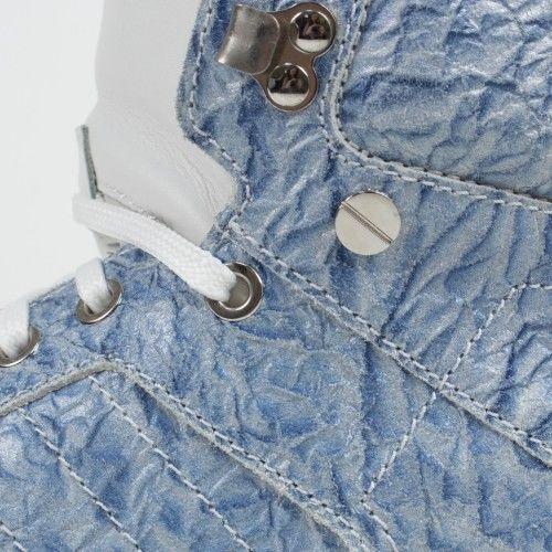 Crinkled Fabric High-Top Sneakers - Sky Blue