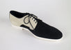 Suede Leather Bi-Color Oxfords - Cream / Black