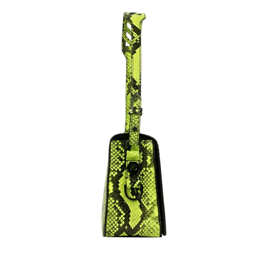 Snakeskin 'Binder Clip' Cross-Body Bag - Green