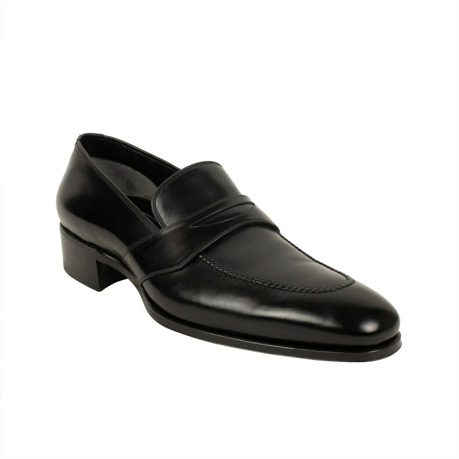 Leather 'Charles' Penny Loafers - Black